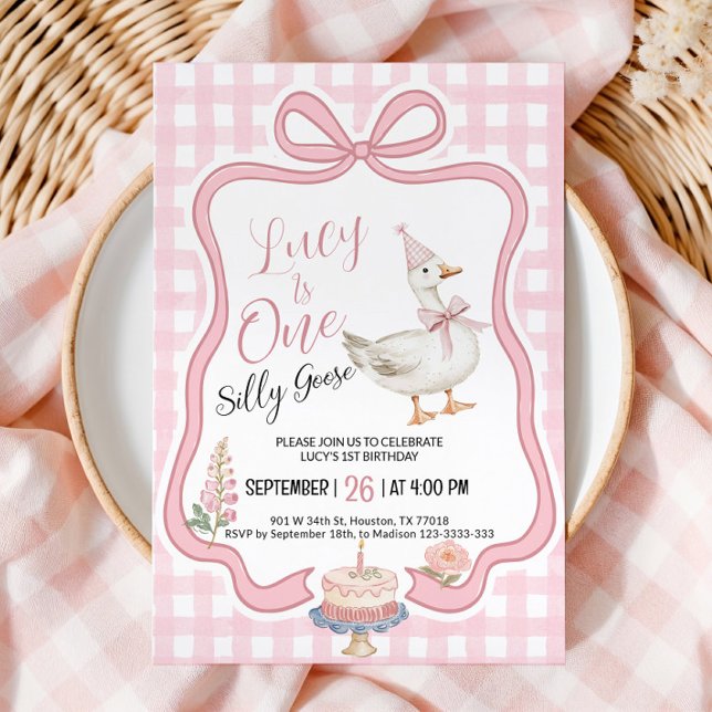 Convites Silly Goose Girl 1st Birthday Invitation (Criador carregado)
