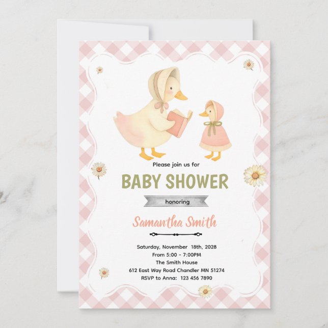 Convites Silly Goose girl Baby Shower Invitation (Frente)