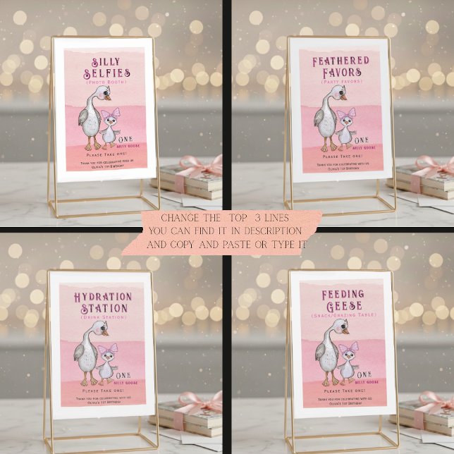 Convites Silly Goose Universal Party Sign Template | Edit (Universal Sign Template -with 4 Suggestions- change top 3 lines)