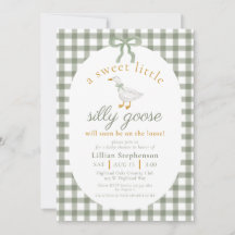 Silly Goose Verde Xadrez Laço Chuveiro de Bebê Neu