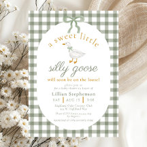 Silly Goose Verde Xadrez Laço Chuveiro de Bebê Neu