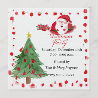 Convites Silly Santa Watercolor Christmas Party Invitation