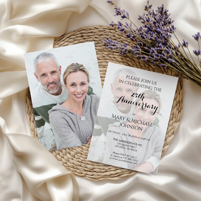 Convites Silver 25th Anniversary wlith Photo (Criador carregado)