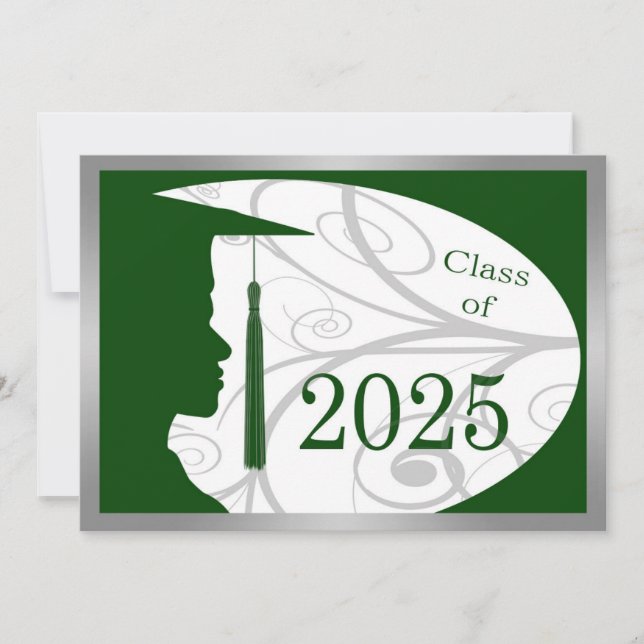 Convites Silver and Green Man Silhouette 2025 Card (Frente)