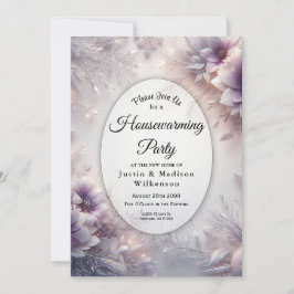Convites Silver and Soft Amethyst Winter Housewarming Party