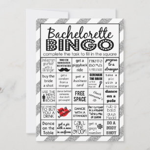 Convites Silver Bachelorette Bingo, Jogo da Festa, Desafio