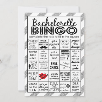 Convites Silver Bachelorette Bingo, Jogo da Festa, Desafio