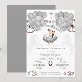 Convites Silver Balloons Mexicano Baby Charra Bautizo