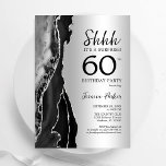 Convites Silver Black Agate Surpresa 60º Aniversário<br><div class="desc">Preto e prata agam surpresa no 60º convite de aniversário. Elegante design moderno, com fundo de geode de mármore agado, fonte faux glitter prata e script de tipografia. Trendy convida o cartão perfeito para uma comemoração de dia das mulheres na moda. Impressos convites Zazzle ou modelo de impressão digital instantânea...</div>