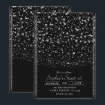 Convites Silver & Black Confetti Splatter Sweet 16 Party<br><div class="desc">Personalizar para o seu evento!</div>