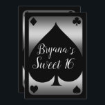 Convites Silver & Black Spade Glam Casino Sweet 16 Party<br><div class="desc">Personalizar para qualquer evento</div>