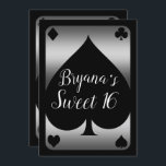 Convites Silver & Black Spade Glam Casino Sweet 16 Party<br><div class="desc">Personalizar para qualquer evento</div>