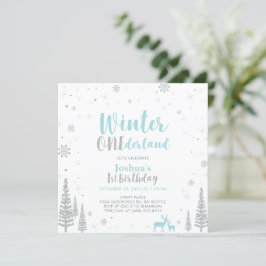 Convites Silver & Blue Winter Onederland 1rua Primeiro Aniv