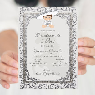 Convites Silver Charro Mexicano Tres Anos    BoyInvitation