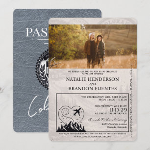 Convites Silver Colorado Passport Wedding
