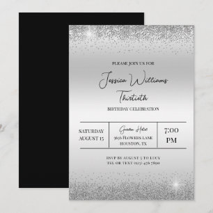 Convites Silver Confetti e Sparkles Aniversário