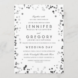 Convites Silver Confetti White Modern e Casamento Elegante