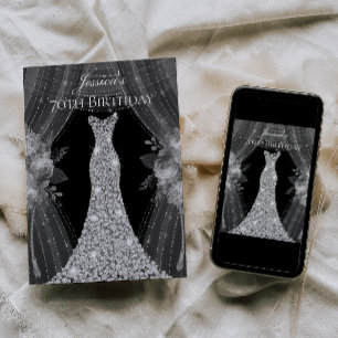 Convites Silver Cortina Vestir Mulheres 70 Festa de anivers