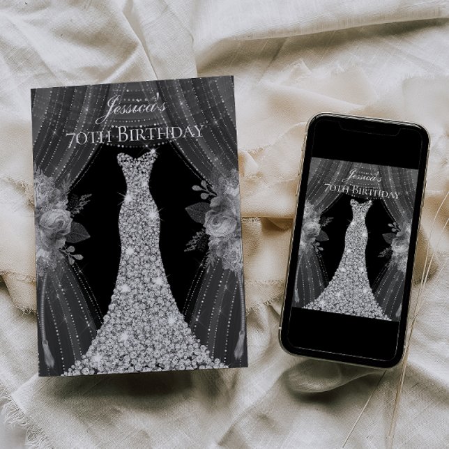 Convites Silver Cortina Vestir Mulheres 70 Festa de anivers (Criador carregado)