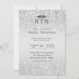 Convites Silver de Graduação de Enfermeira Registrada por F