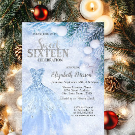 Convites Silver Dress Winter Wonderland Sweet 16 Party