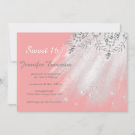 Convites Silver e Cinza Glitter Doce Dezesseis