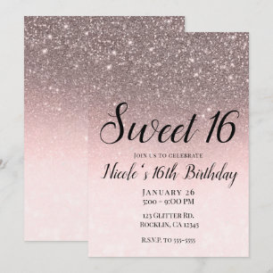 Convites Silver e Glama Brilhante Rosa Brilhante Suave 16