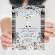 Silver e White Boy Mexicano Terceiro Aniversário