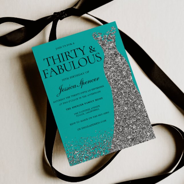 Convites Silver Elegance 30 & Fabulous! 30th Birthday (Criador carregado)