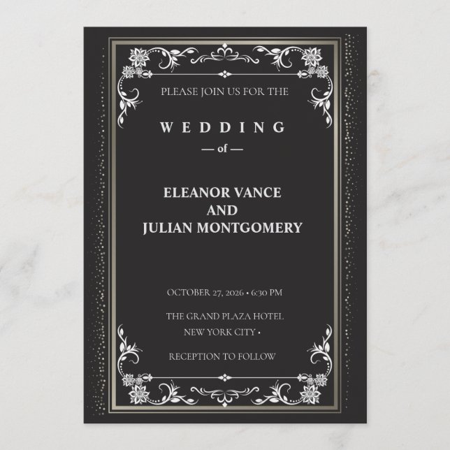 Convites Silver Elegance Collection Wedding Invitation (Frente)