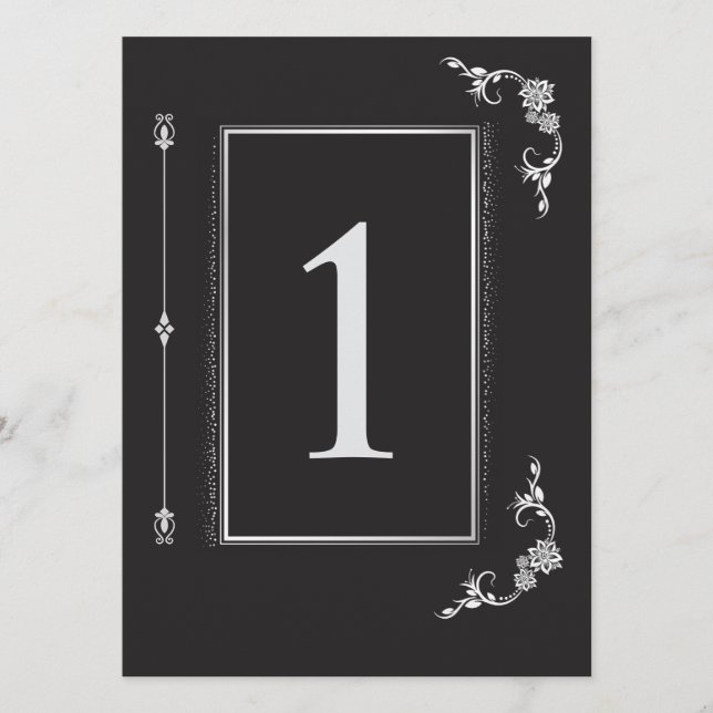 Convites Silver Elegance Collection Wedding Table Number (Frente)