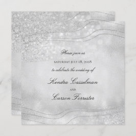 Convites Silver Elegance Espetacular Casamento Quadrado Mod