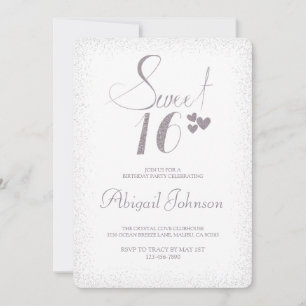 Convites Silver Elegant Girls Sweet 16 Aniversário