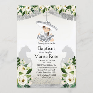 Convites Silver Fiesta Girl Baptism Christening