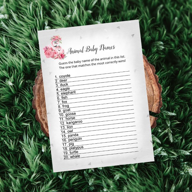 Convites Silver Flamingo Ballerina Animal Baby Name (Criador carregado)