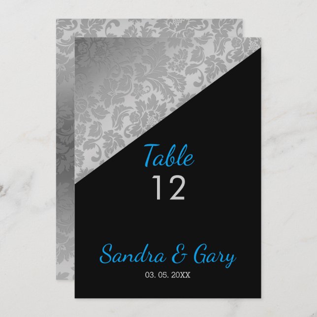 Convites Silver Floral Damask (Frente/Verso)