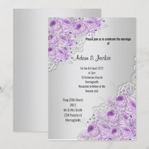 Convites Silver Floral LACE ELEGANTE MODERNA WEDDING