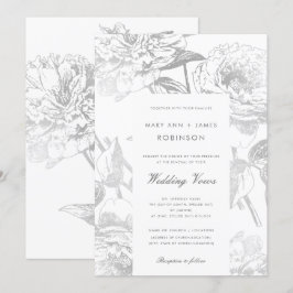 Convites Silver Floral Simples Moderno de Vow Renovação de 
