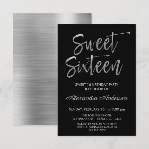 Convites Silver Foil e Sweet Negro Sesseis Aniversário