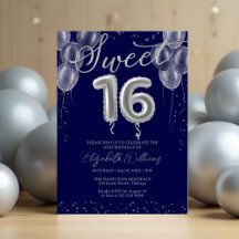 Silver Foil Sweet 16 Balões de Aniversário Royal B