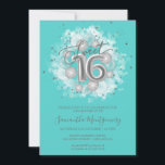 Convites Silver Foil Sweet 16 Birthday Balloons Party Teal<br><div class="desc">Diga aos seus amigos que marquem seus calendários para o seu dia especial com estes belos e empoeirados convites do Sweet 16. Cada convite apresenta um design festivo com belos balões, perfeito para se preparar para um dia de diversão e celebração. Quer você pretenda hospedar uma grande festa ou uma...</div>