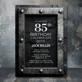 Convites Silver Frame Black Slate 85th Birthday Party