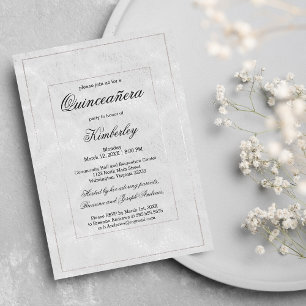 Convites Silver Glitter de Silver Simples e Elegante de Lux