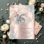 Convites Silver Glitter Drips Pink Bow Rose Gold Sweet 16<br><div class="desc">A modern,  chic and glamorous Sweet 16 with a pink bow and silver glitter drips on a rose gold background.</div>