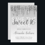 Convites Silver Glitter Sweet 16 Salve a data<br><div class="desc">Modern Silver Sparkle e Glitter Doce Dezesseis Guardem o Convite de aniversário de Data. Este convite é perfeito para uma Festa de aniversário Sparkle e Glitter Sweet 16 que procura celebrar no estilo.</div>