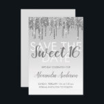 Convites Silver Glitter Sweet 16 Salve a data<br><div class="desc">Modern Silver Sparkle e Glitter Doce Dezesseis Monogramas e Salva Inicialmente o Convite de aniversário de Data. Este convite é perfeito para uma Festa de aniversário Sparkle e Glitter Sweet 16 que procura celebrar no estilo.</div>