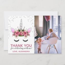 Convites Silver Glitter Unicorn Princesa Obrigado