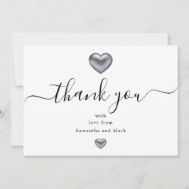 Convites Silver Heart Wedding Obrigado