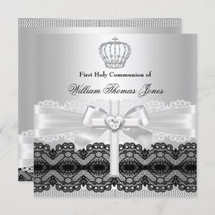 Convites Silver Jewel Cross Boy Primeira Comunhão Santa
