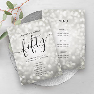 Convites Silver Lights 50th Birthday Menu Program